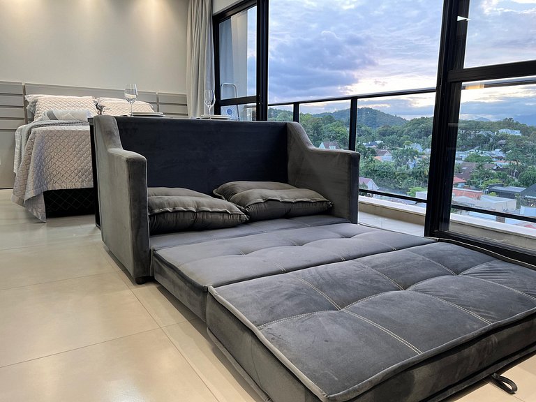 Design e conforto com vista para as montanhas