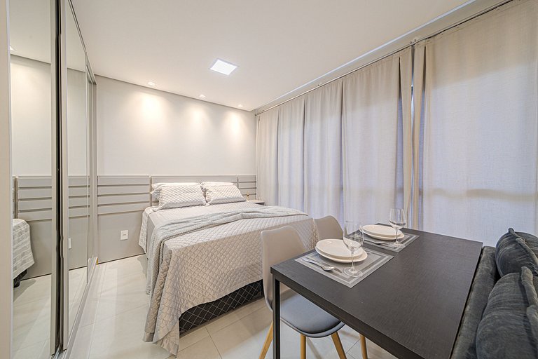 Design e conforto com vista para as montanhas