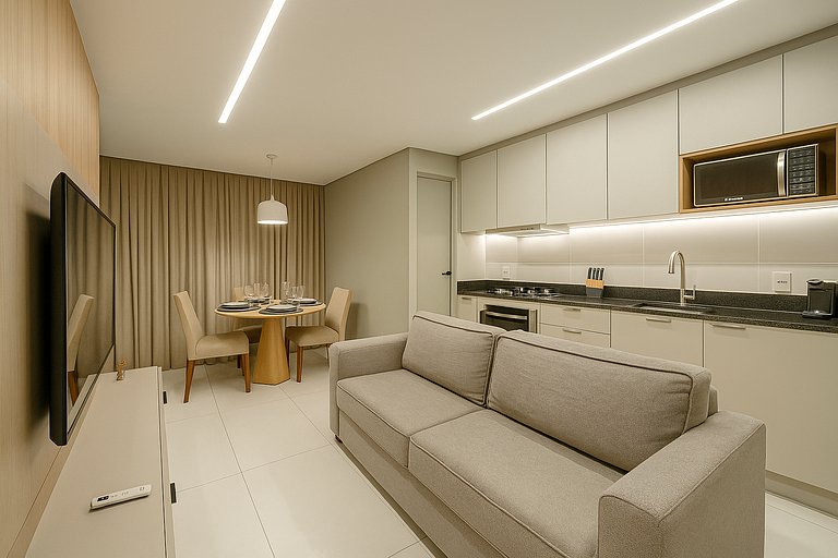 Apto luxo Summer Home Club | Frente mar + cinema