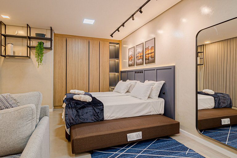 Moderno, completo e acolhedor em ótima localização