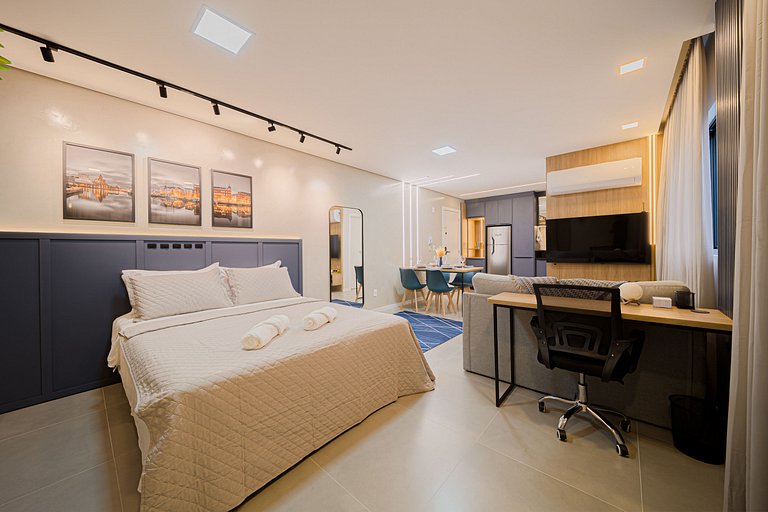 Moderno, completo e acolhedor em ótima localização