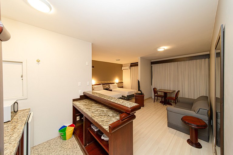 Conforto duplo com sauna e piscina